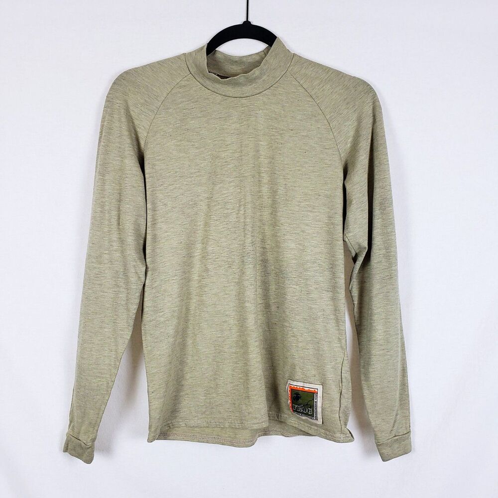 Frog Flame Resistant T-Shirt Mens S Green Long Sleeve Mock Neck Raglan